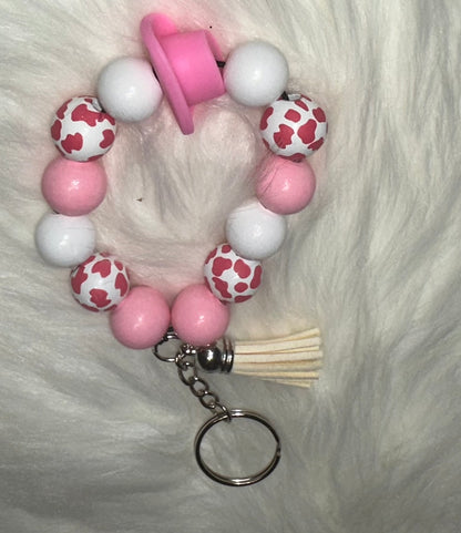 Pink Cowgirl Wristlet Keychain